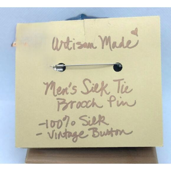 Artisan Floral Silk Tie Brooch Pin Franco Baretta Upcycled Vintage Jewel Flower - Picture 9 of 11